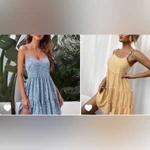 (2)SHEIN Blue and Yellow Floral Midi Dresses